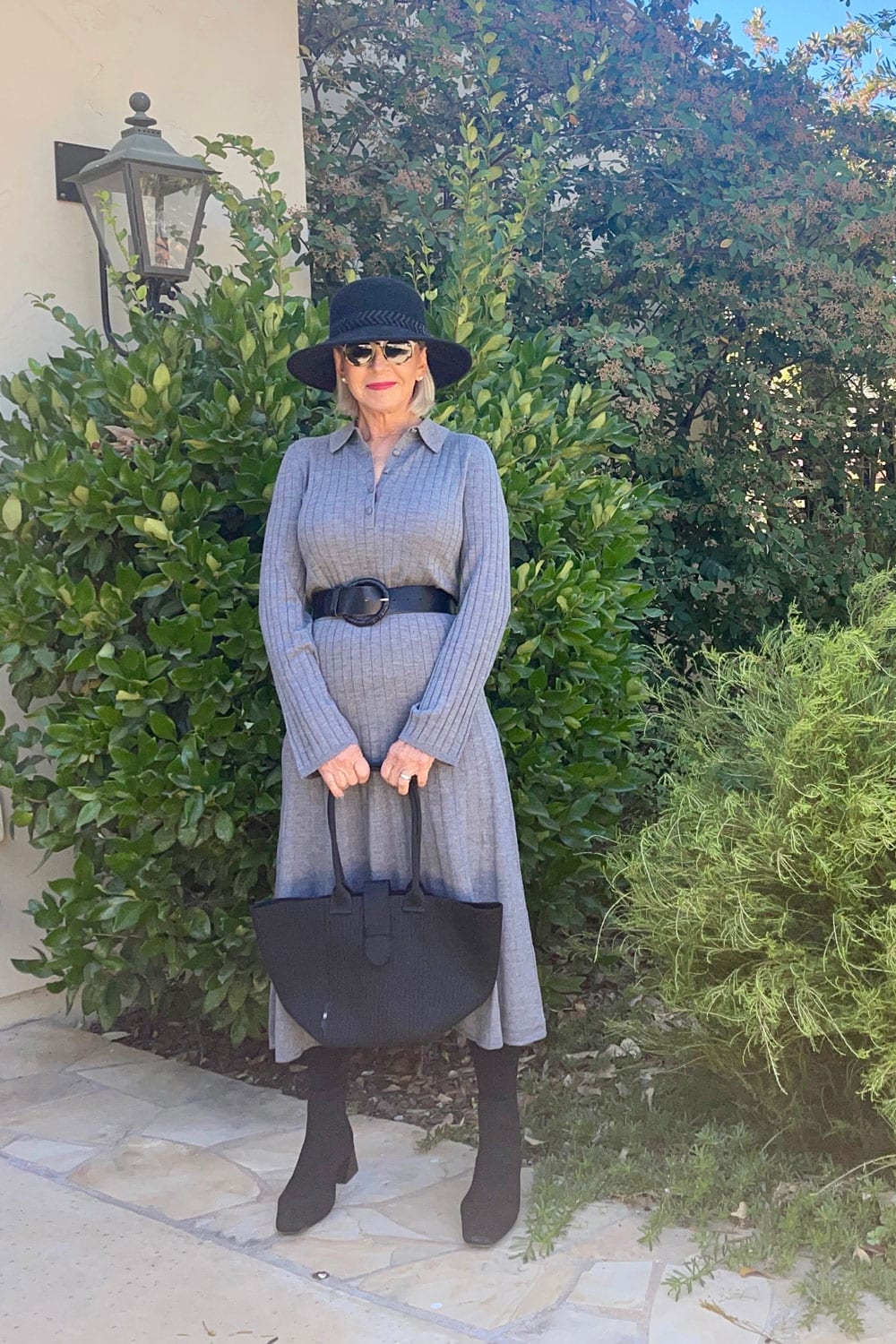 Banana-republic-separates-worn-as-a-dress-with-vivaia-boots-and-bag