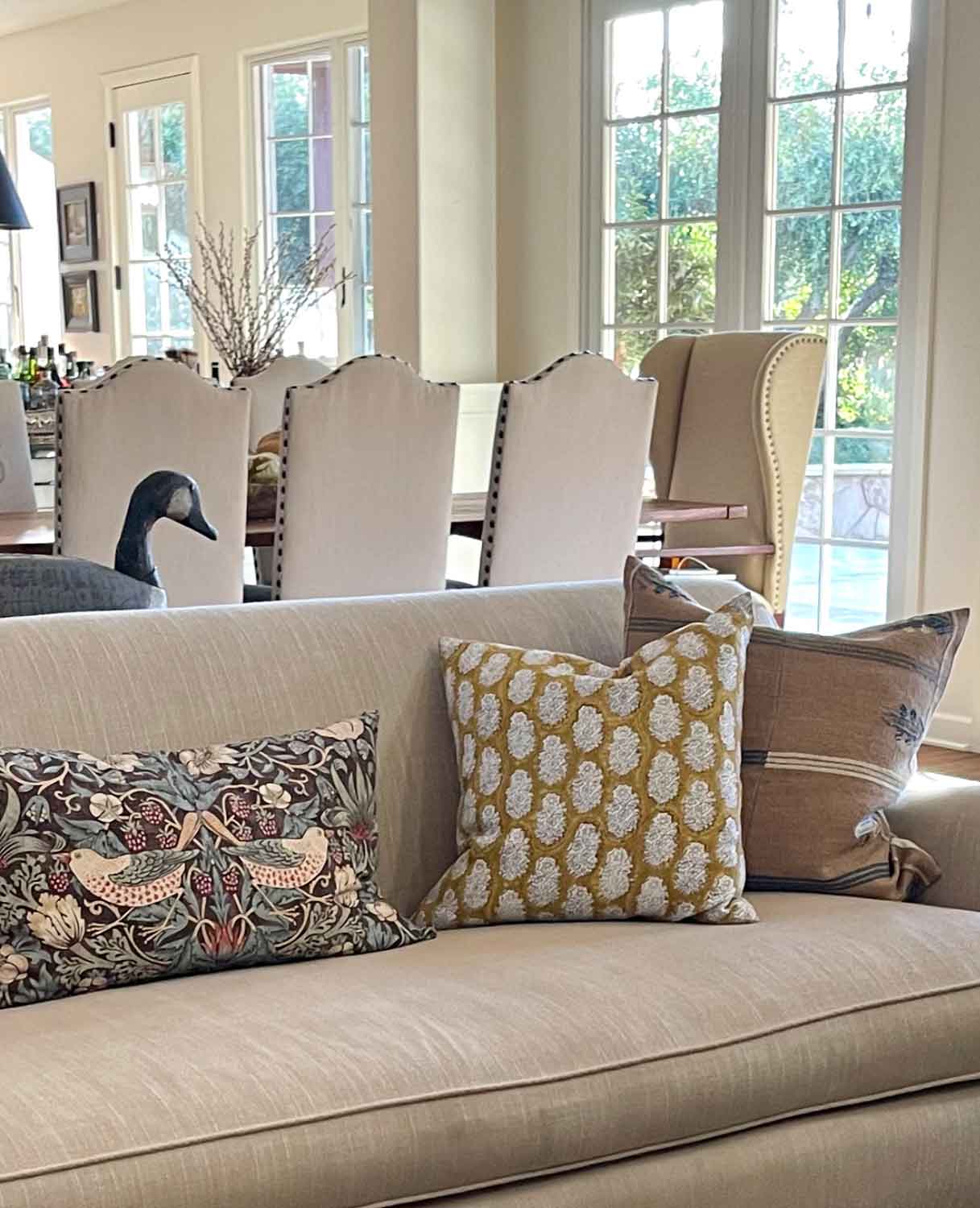 sofa and pillows