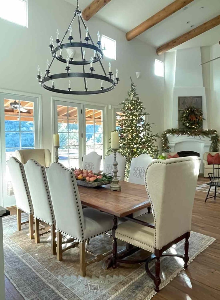 california great room with christmas tree