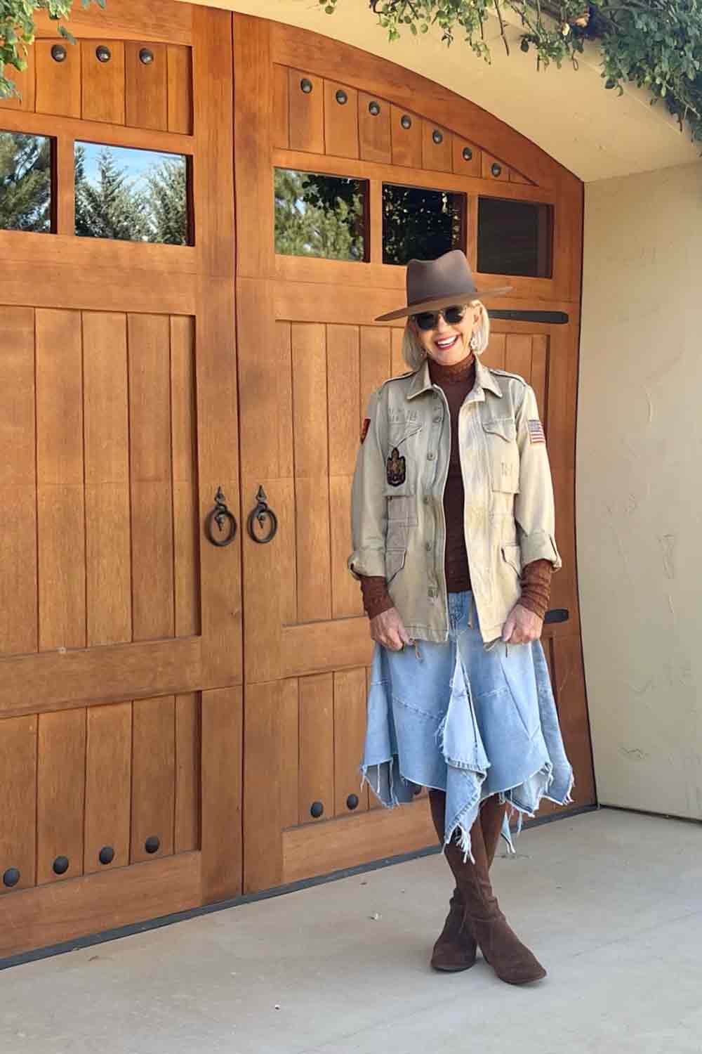 Weth Harper hat with Jean Skirt and Utility Jacket
