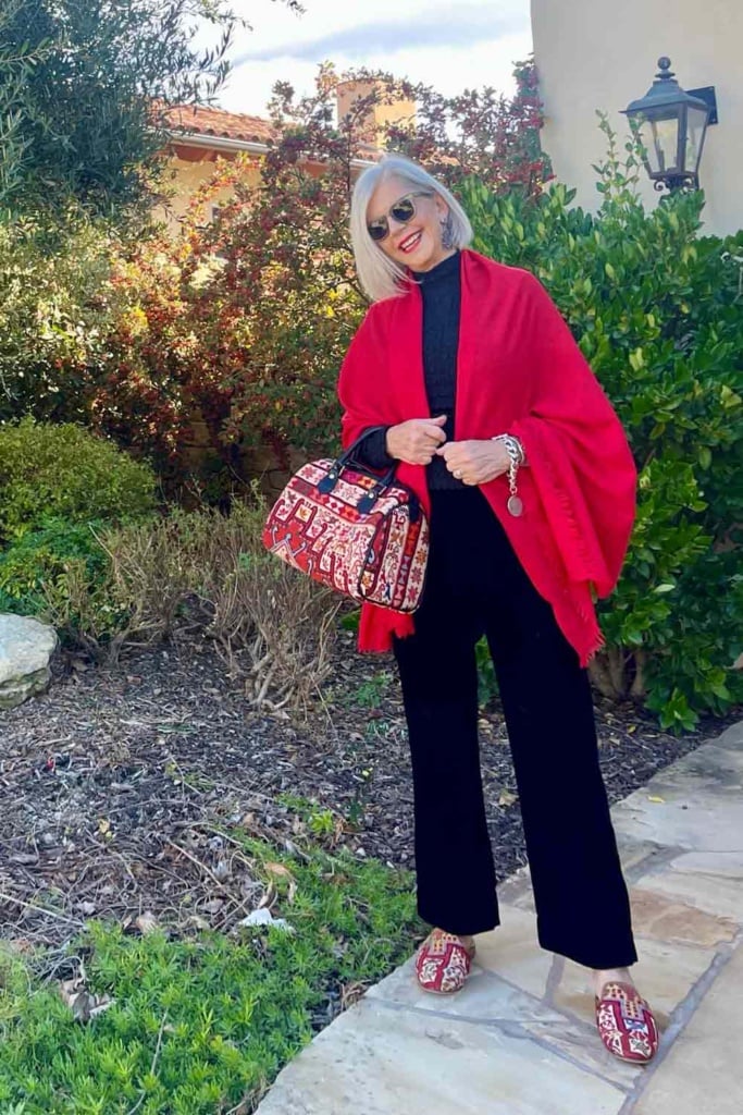 j crew cahmere wrap with all black