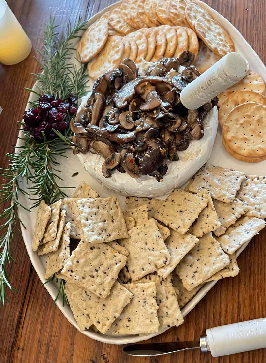 Brie with mushroom conserva