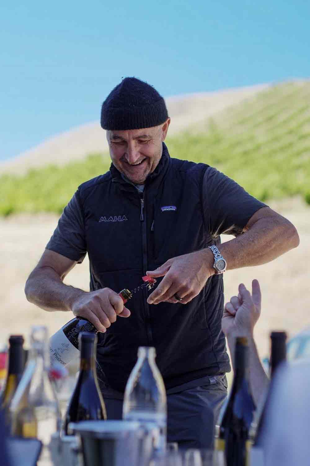 cris cherry pouring wine at villa creek cellars