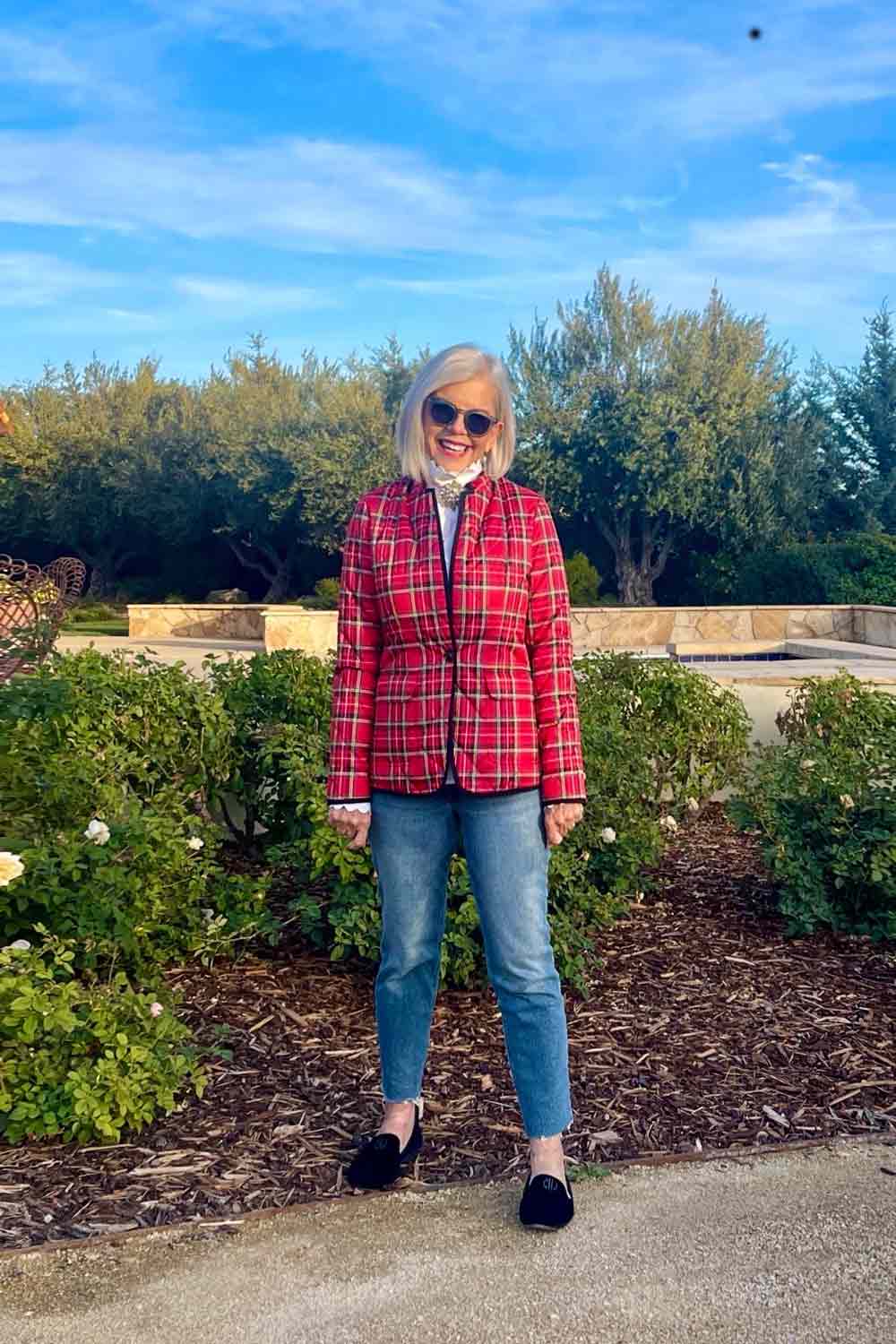 j crew tartan jacket and jeans-cindy hattersley