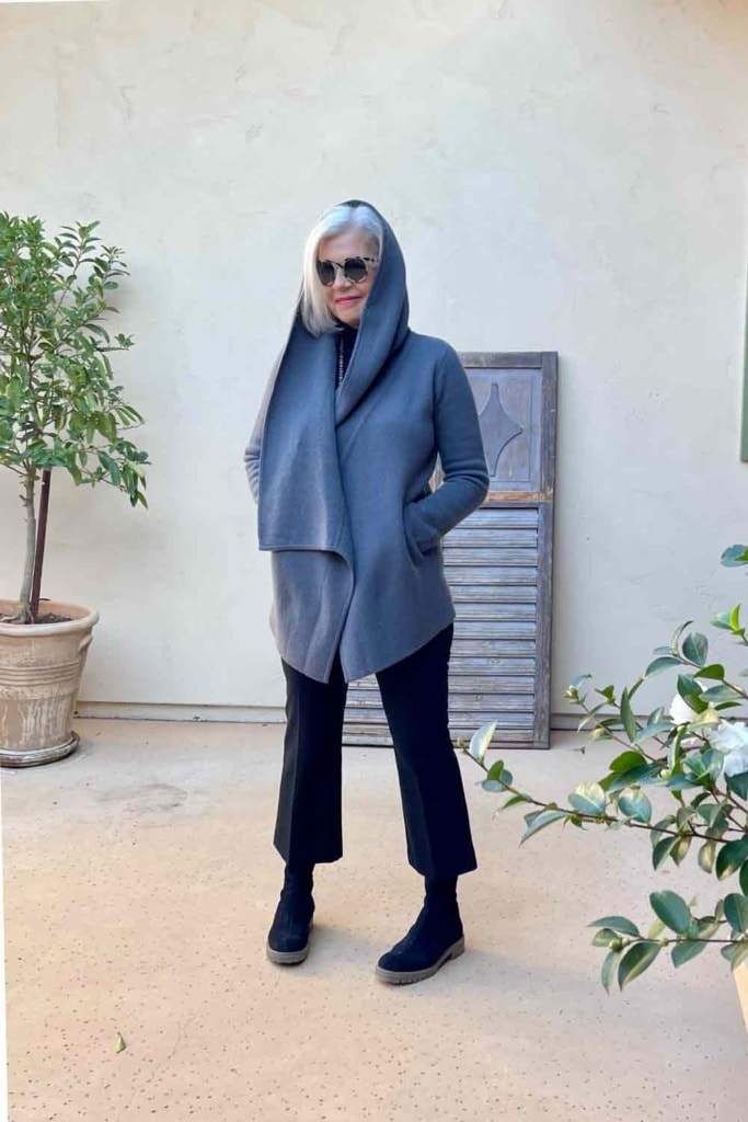 Margaret O'leary St Claire Sweater with hood and pin