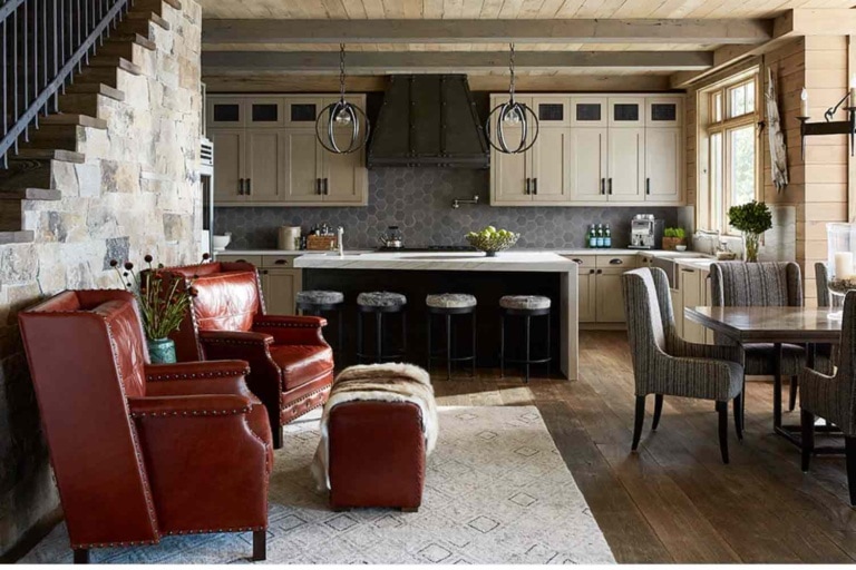 kitchen and living space in tahoe retreat