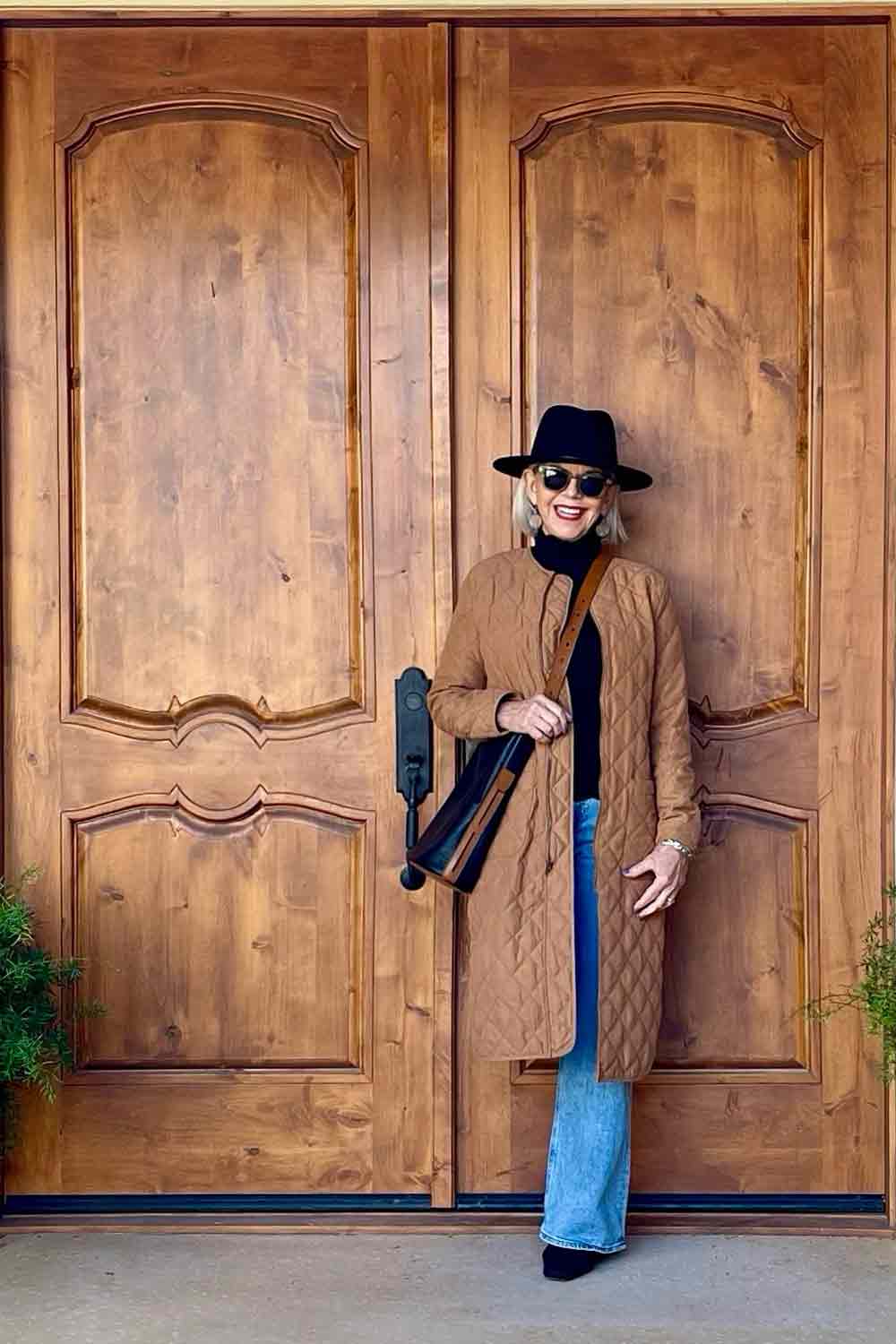 Best Ways to Wear Jeans Over 50 -quilted jacket and jeans