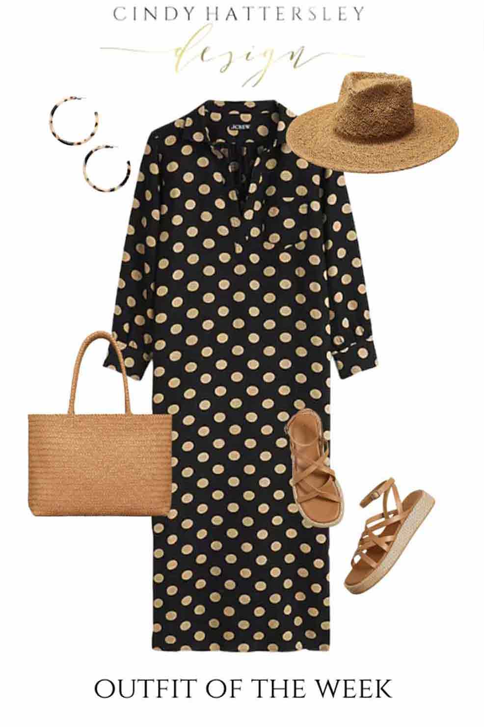 Black and camel polka dot Outfit of the Week Do you Love Black and Camel, Grouper Cakes and Milieu Magazine?-