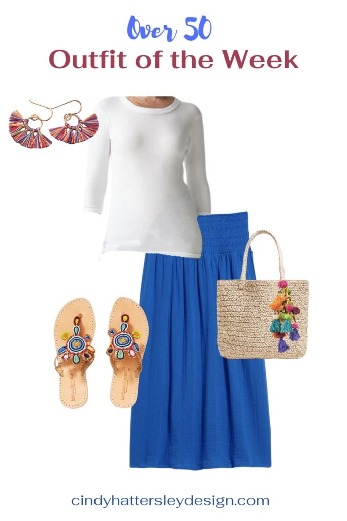 blue maxi skirt outfit from Old Navy.