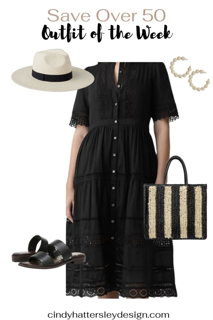 Gap Eyelet Dress with raffia accessories-outfit of the week