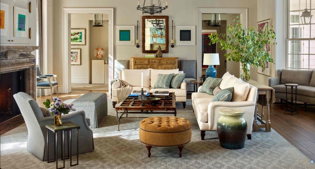 Lake Michigan living room | What do Beach Houses, Rose Gardens, and a Puppy Have in Common