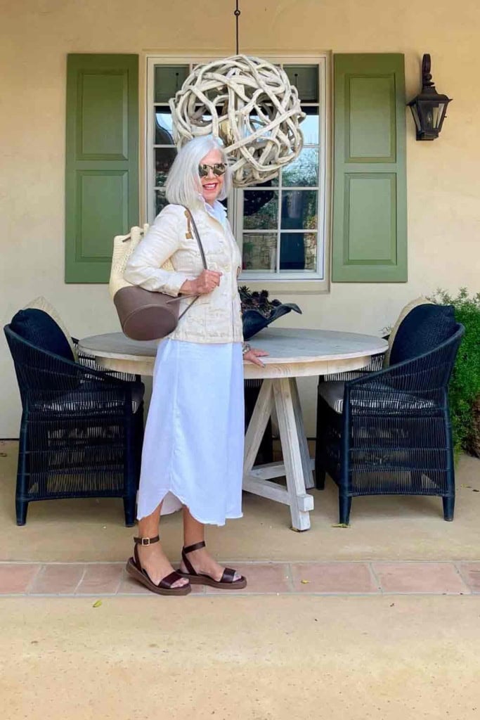 Frank & Eileen Shirt Dress with Blazer | Stunning Ways to Style a White Shirt Dress at any Age