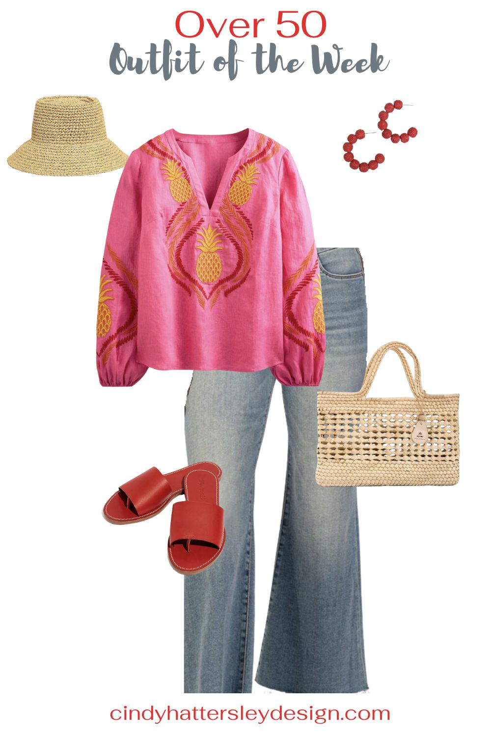 Boden embroided top and jeans outfit of the week