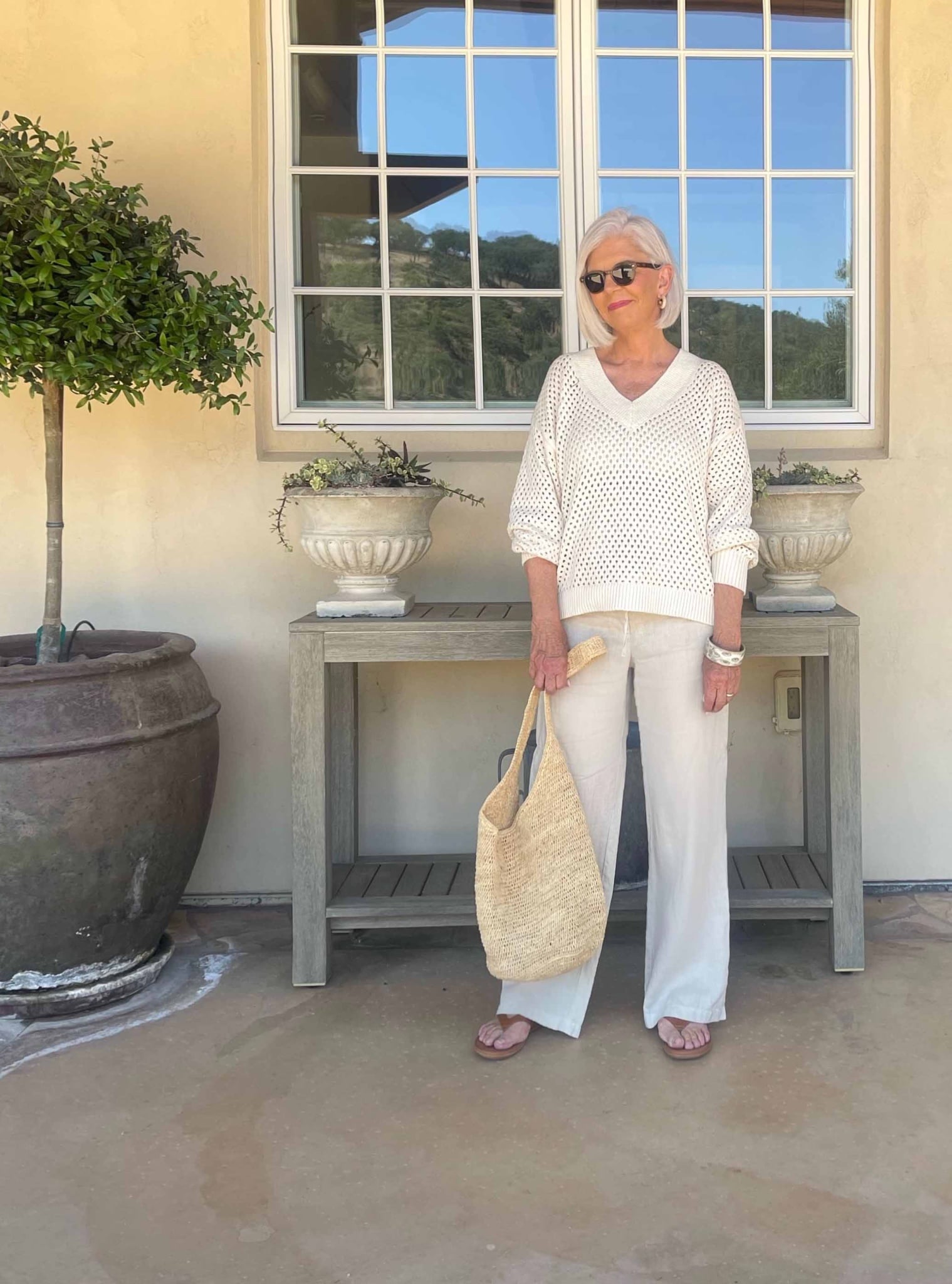 Sanctuary Ope Weave Pullover with Linen Pants-cindy hattersley