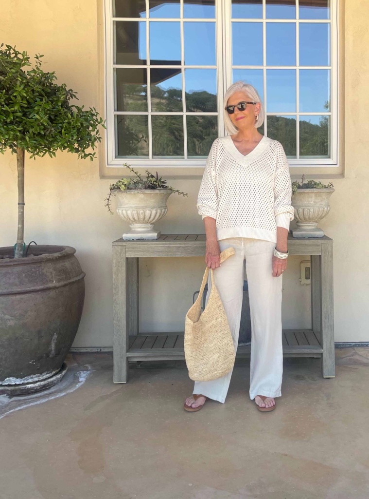 Sanctuary Ope Weave Pullover with Linen Pants-cindy hattersley