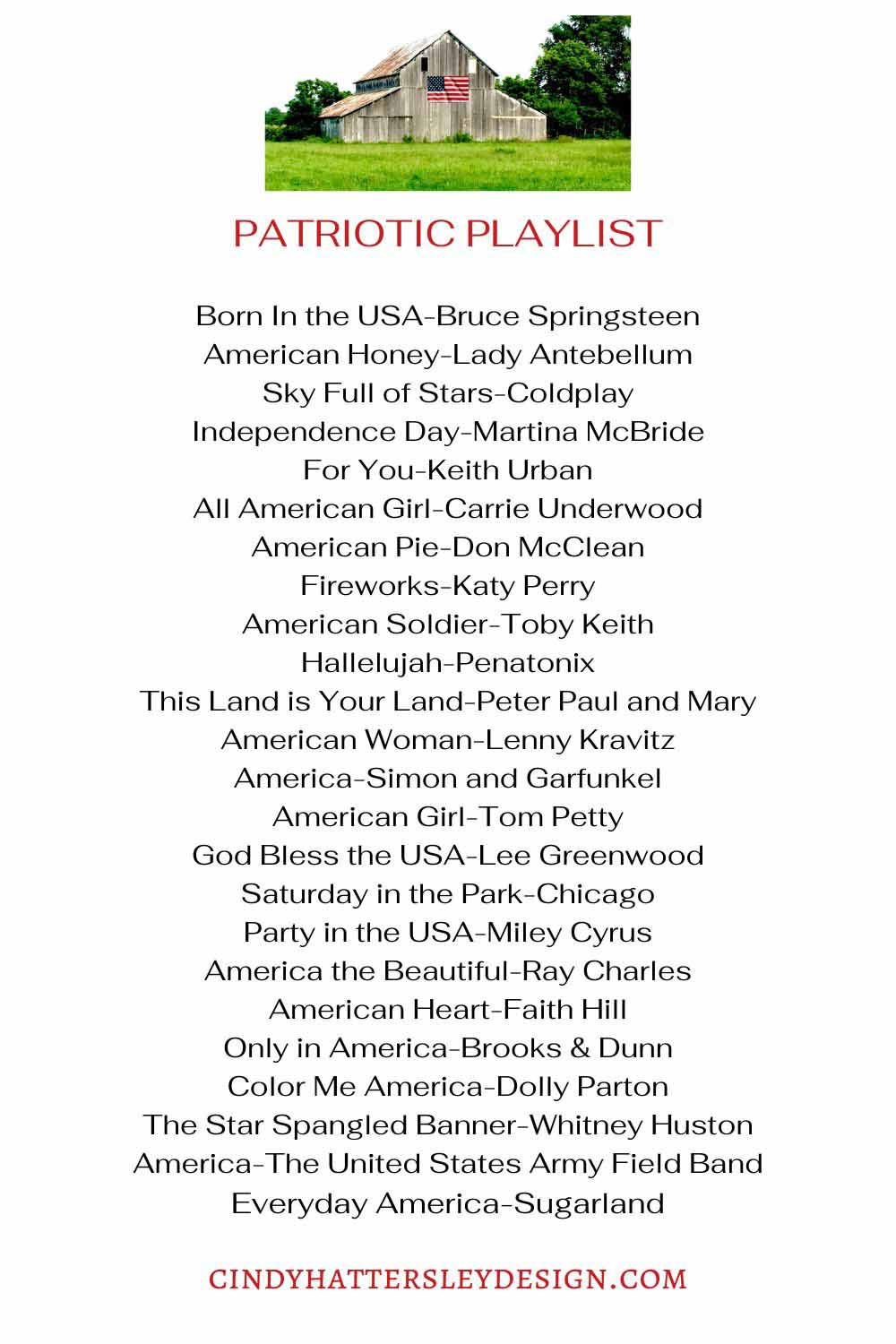 Cindy Hattersley's patriotic playlist