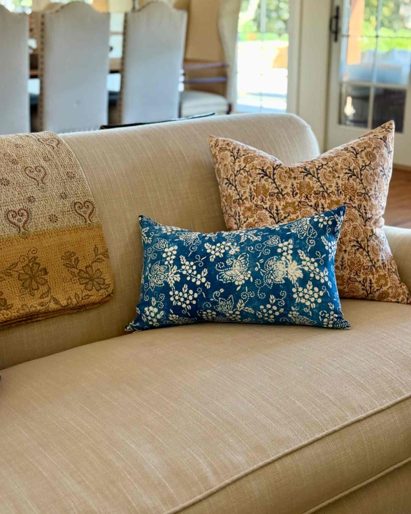 Pillows and vitage kantha textile