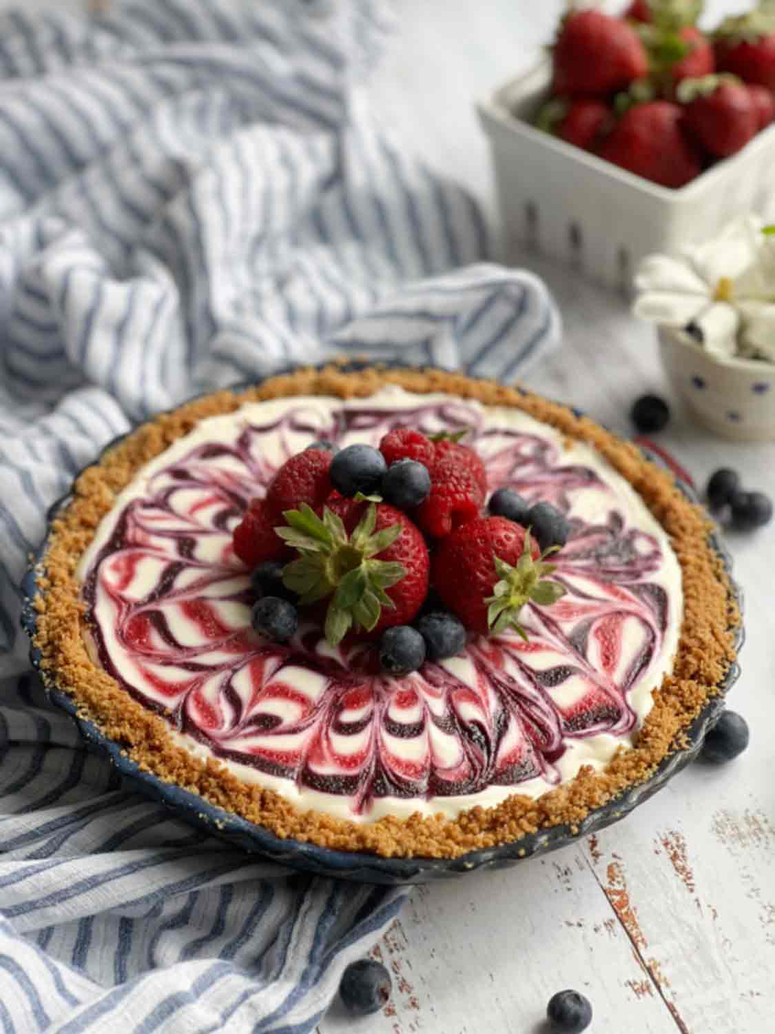 Pine Cones and Acorns Red White and Blue Cheesecake