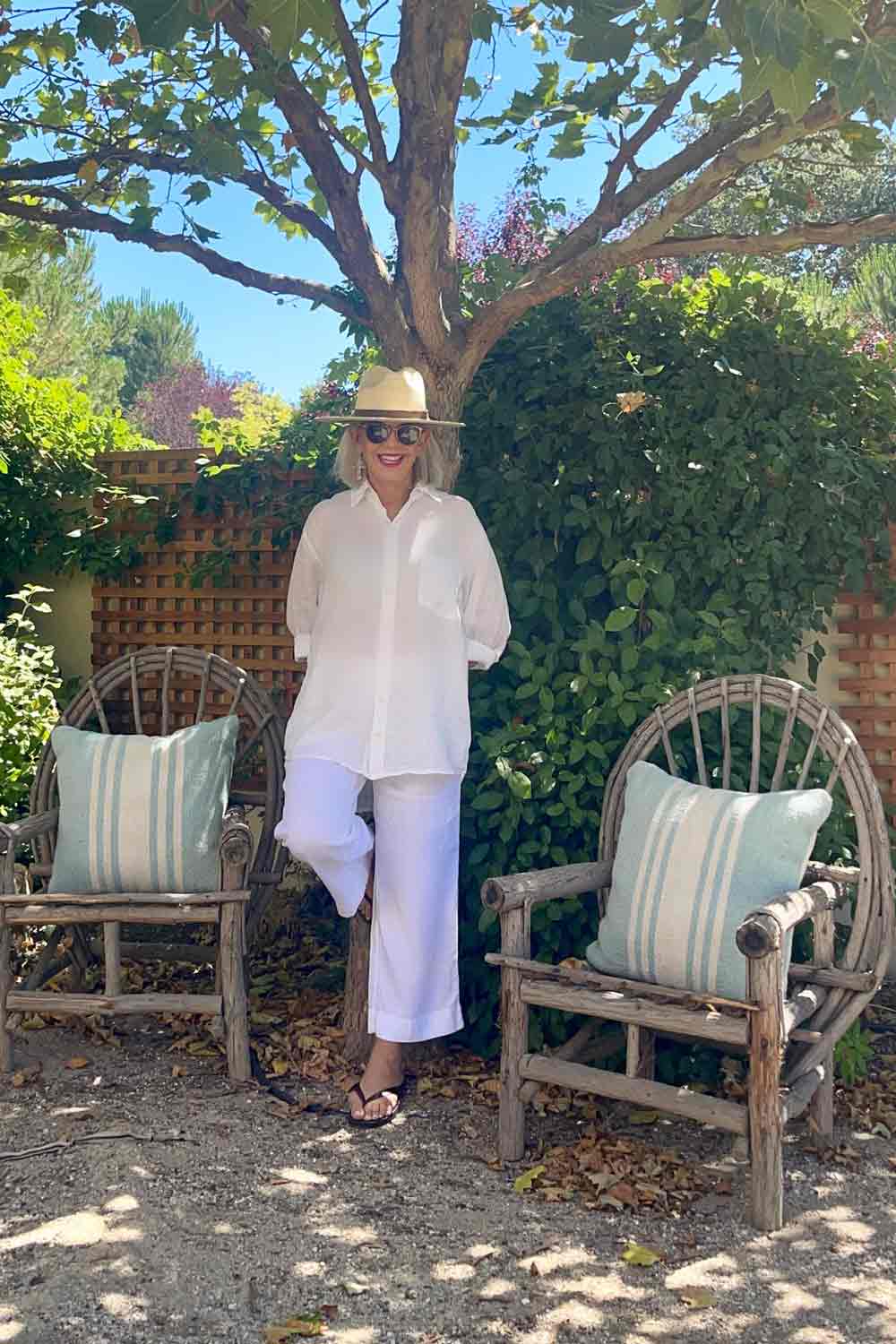 j jill linen pants and cp shades linen shirt