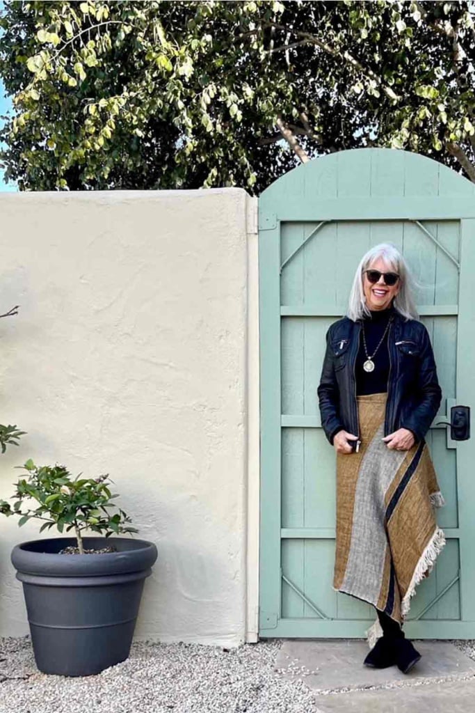 Libeco Throw worn as a skirt