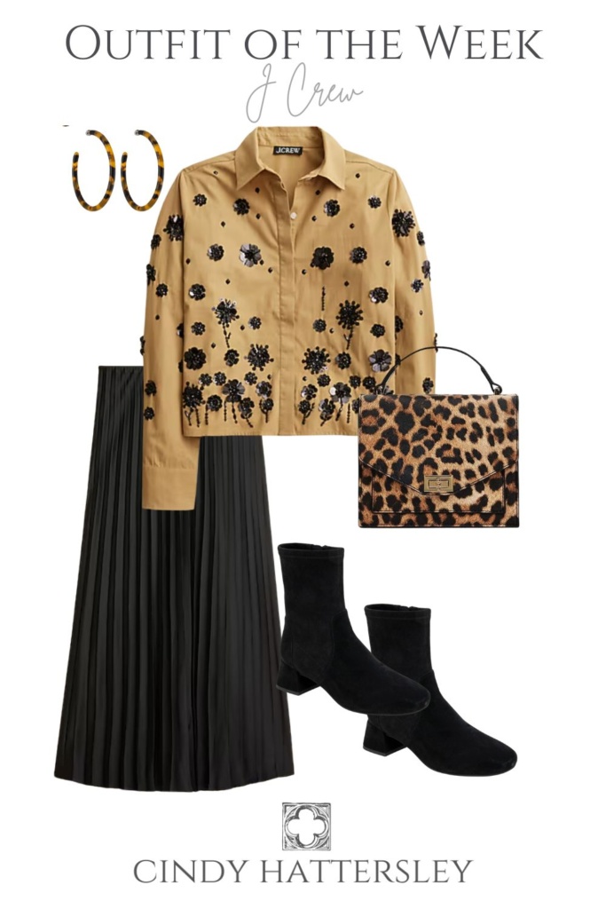 J Crew Day Outfit with boots & skirt