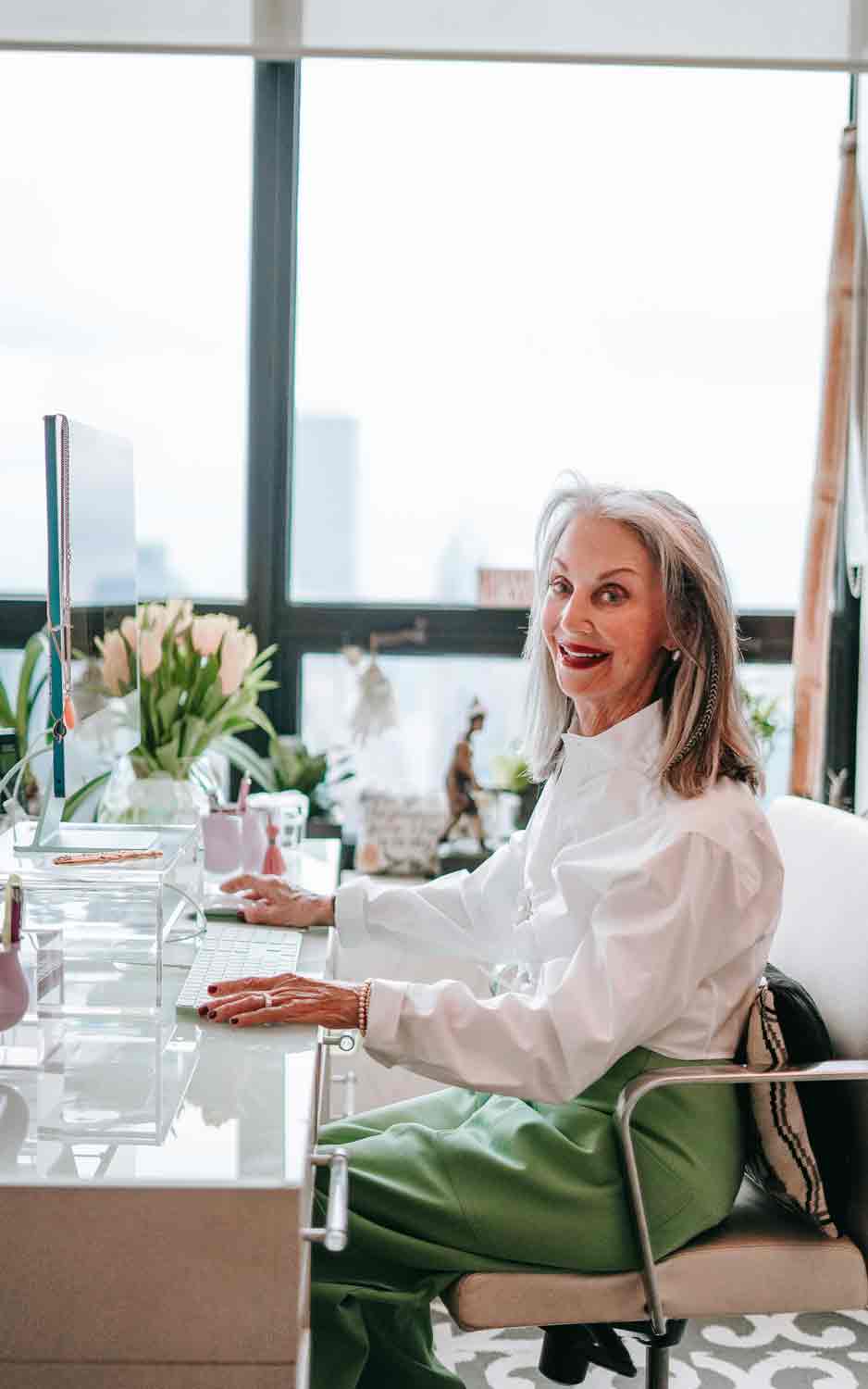 Honey Good at her desk in Chicago