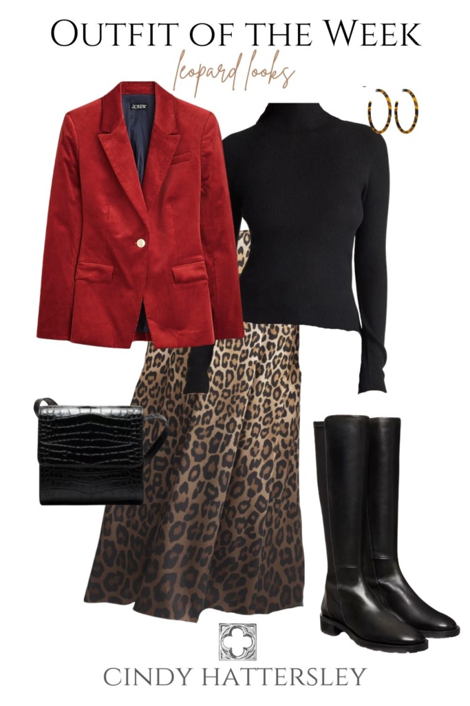 outift of the week leoopard skirt and blazer