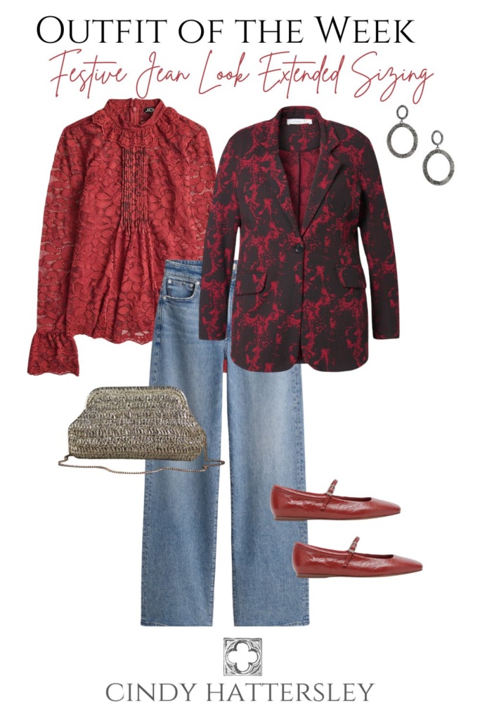 Festive Holiday Red Evening Look extended sizing