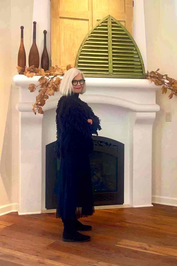 Cos shaggy sweater and tulle skirt