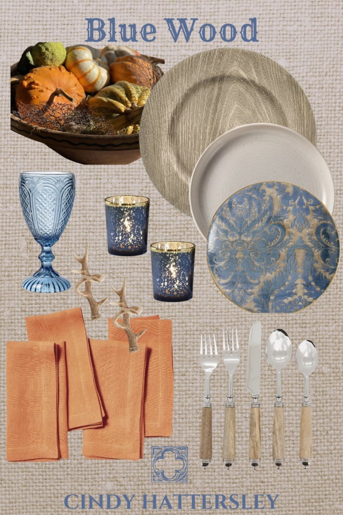 Blue Wood Fall Tablescape-Cindy Hattersley Design