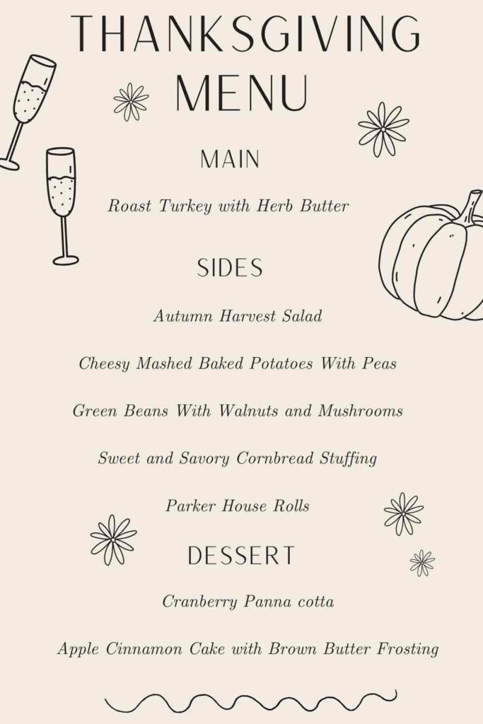 thanksgiving menu