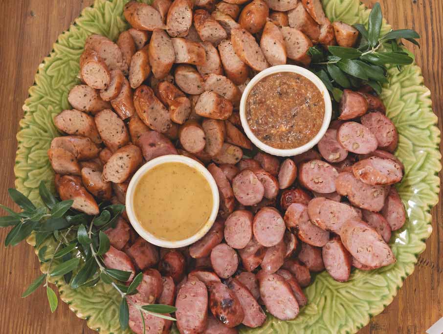 Grilled Chicken Sausages and two dips