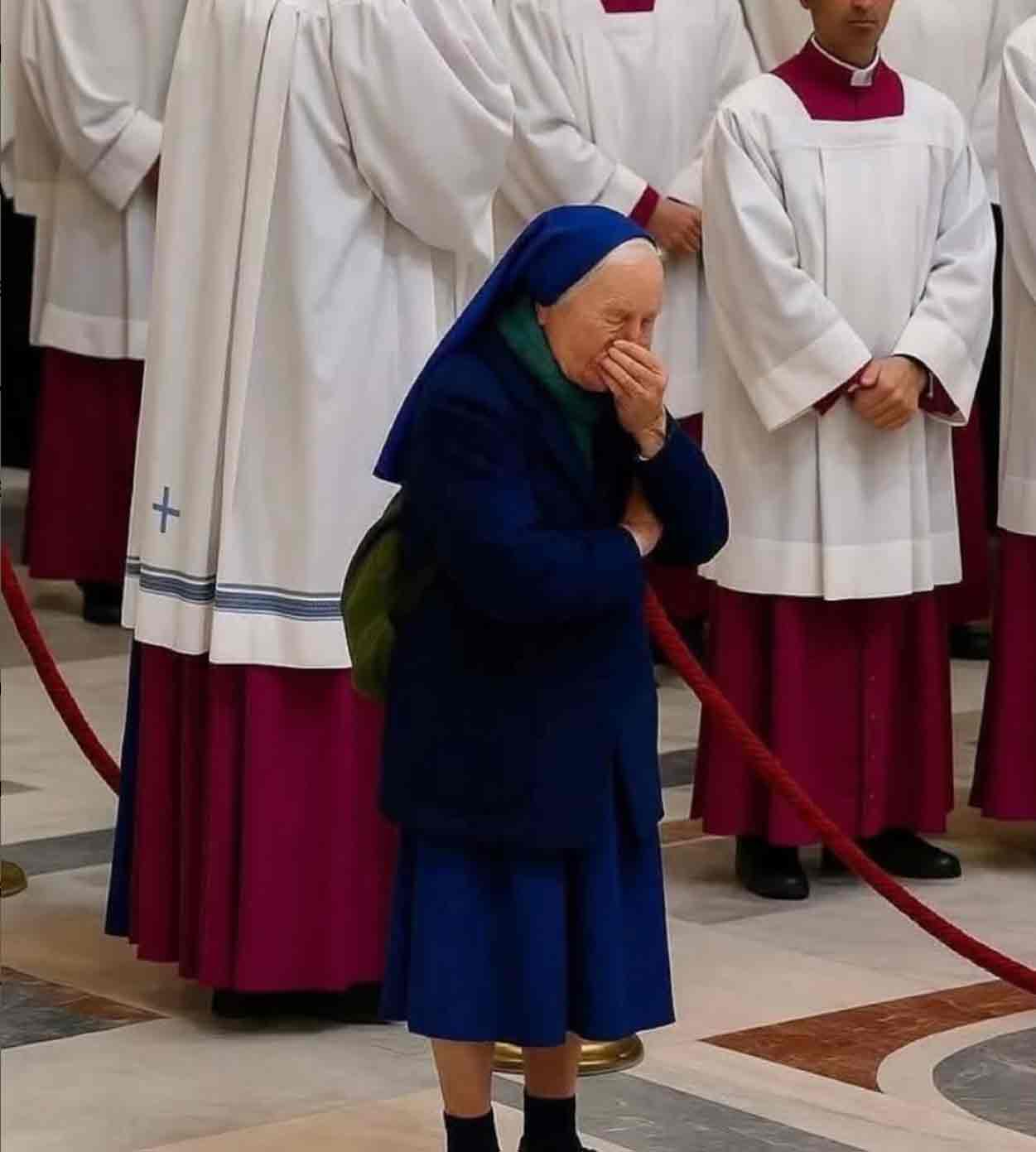 Nun mourning Pope Francis death