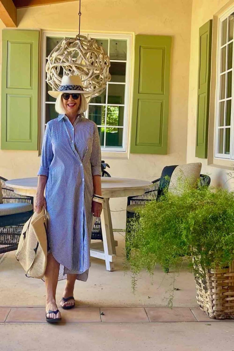 BR Shirt Dress with Janessa Leone hat & bag