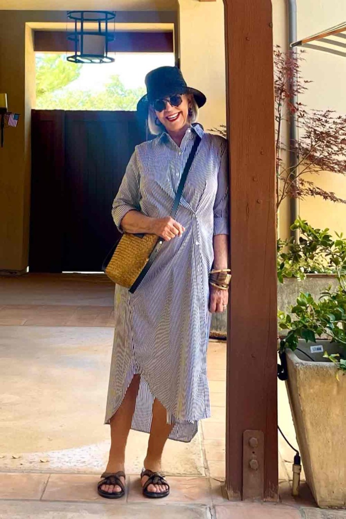 BR Shirtdress with Helen Kaminski hat & All Saints bag