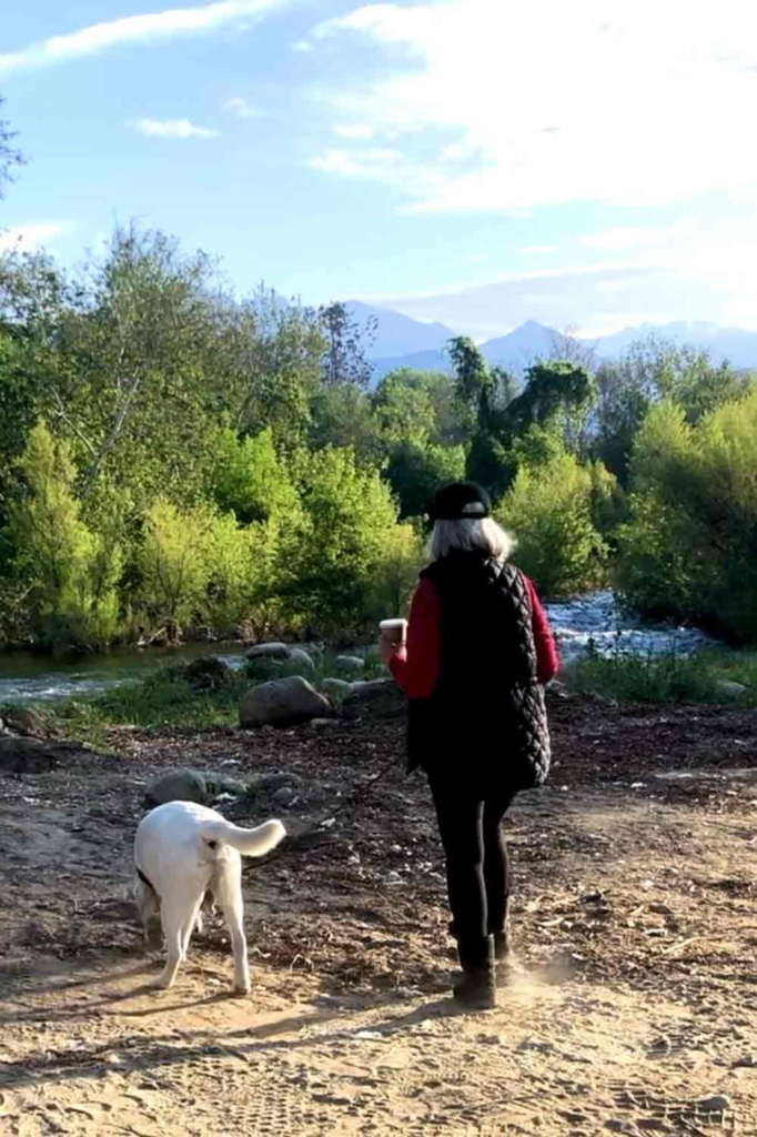 cindy hattersley with her labrador Scout at Autocamp Sequoia