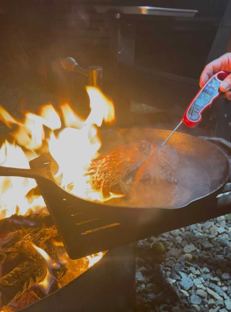 rack of lamb over open fire Auto Camp