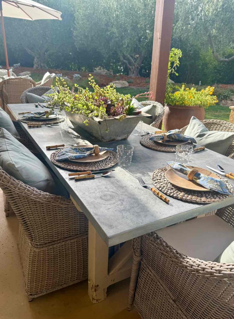 Pool patio dining table set for brunch