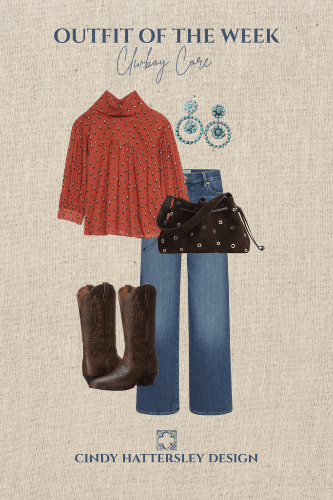 Banana Republic Block Print Cowboy Shirt Outfit