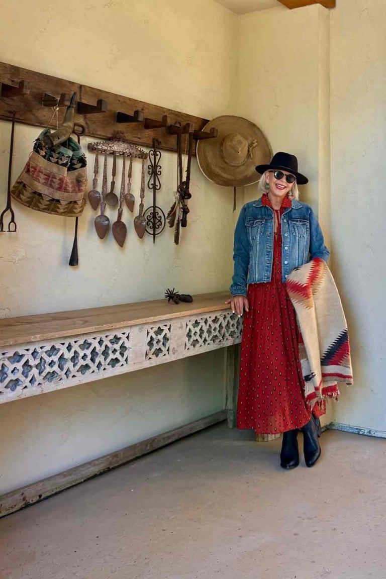 Banana Republic Dress, Kut from the Cloth jacket, Ariat Cowboy Boots