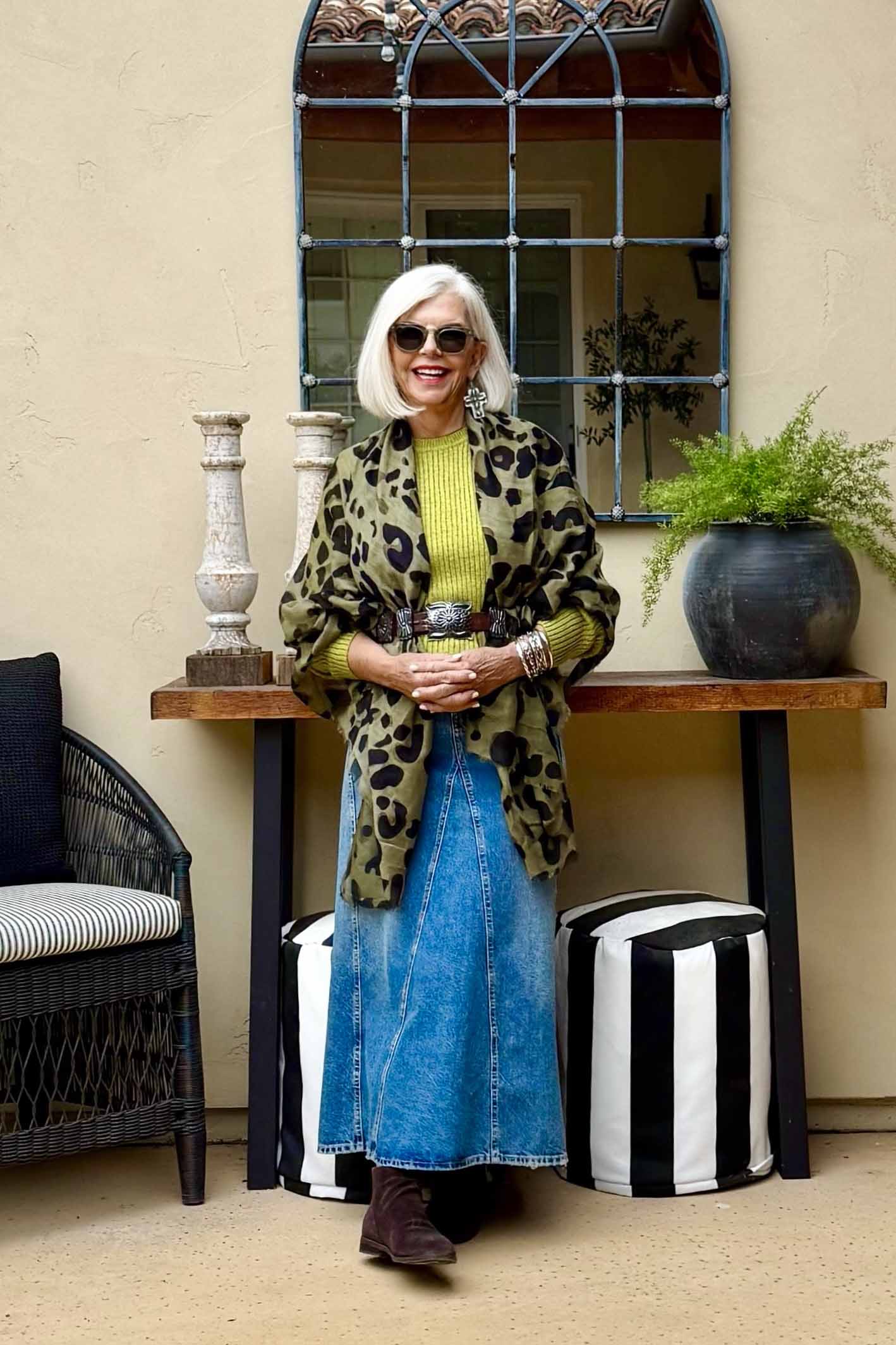 denim skirt lands end sweater