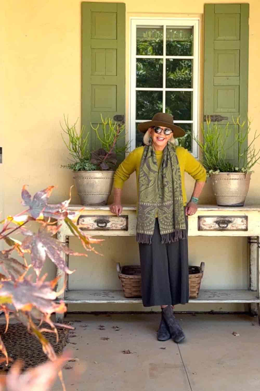 COS sweater pants, Banana Republic Sweater, Anichini Scarf, Gigi Pip hat