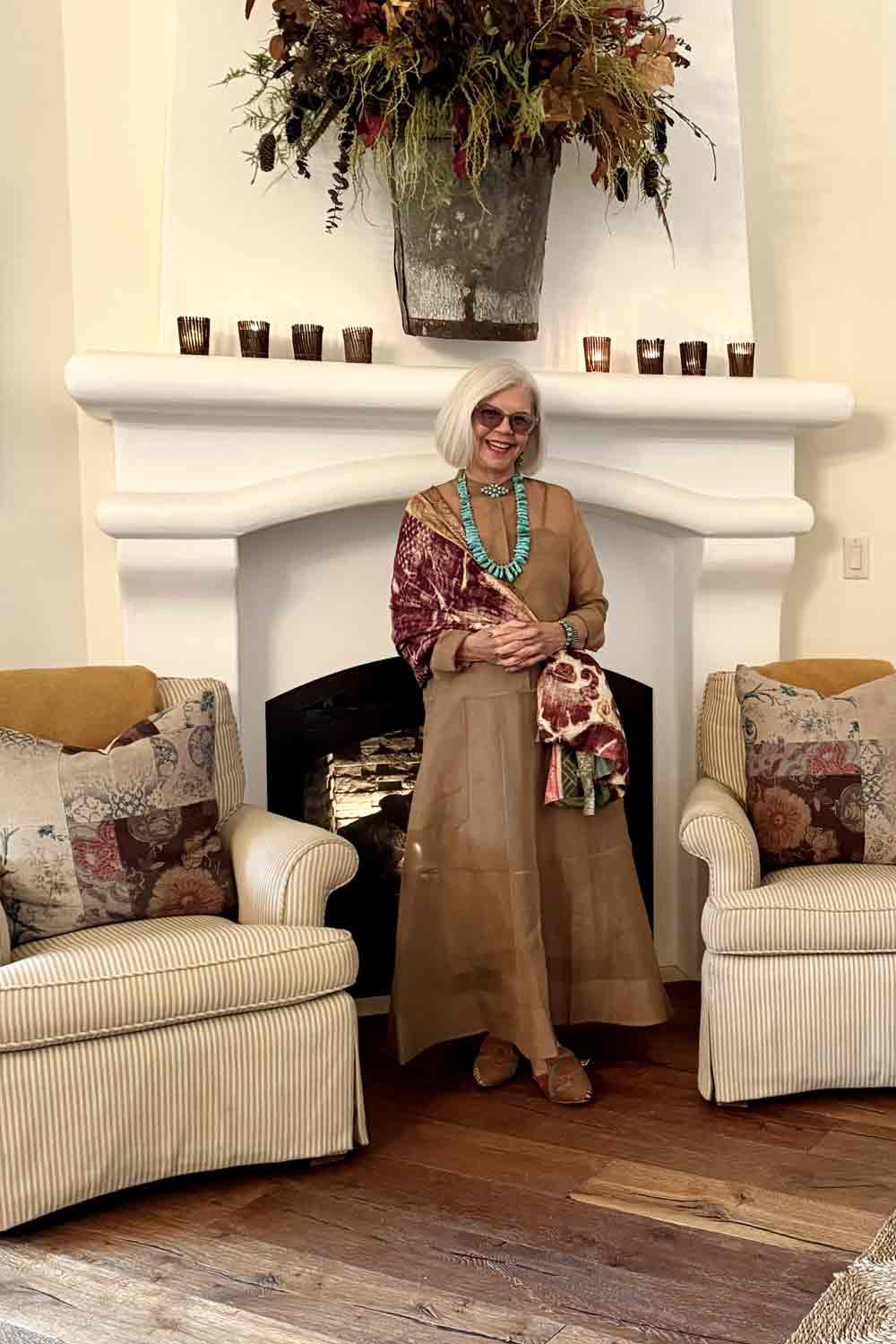 BR Organza Maxi with Scarf and Native American Jewelry