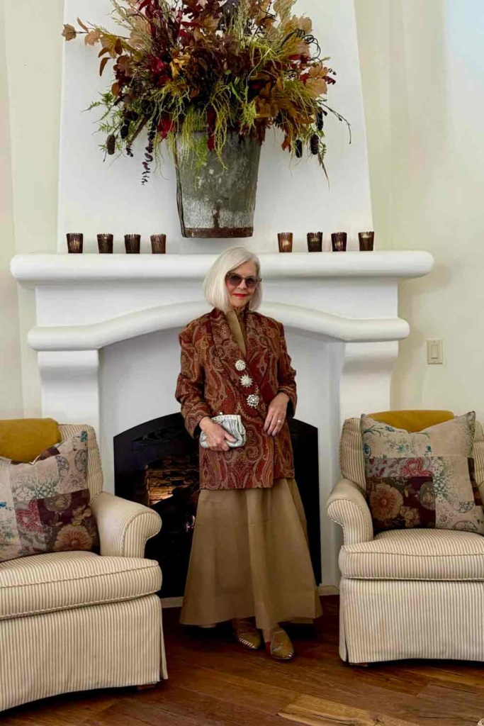 BR Taffeta Dress with vintage Ralph Lauren Coat