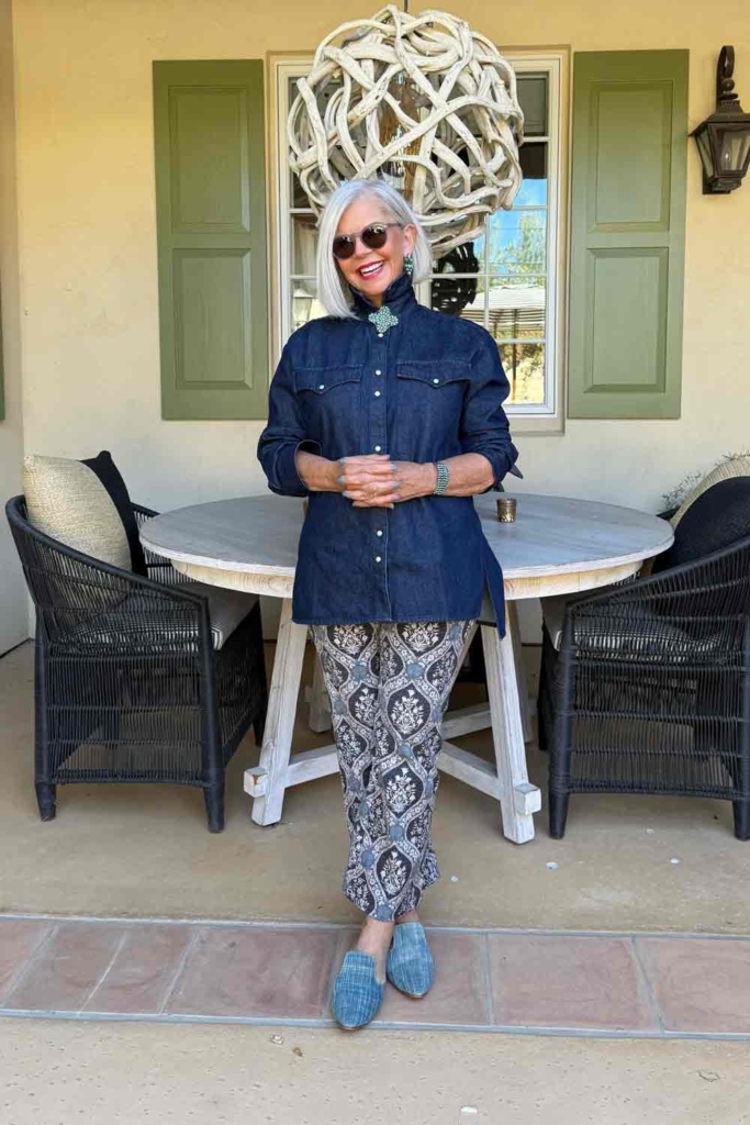 Denim shirt and Spartina 44 pants-cindy hattersley