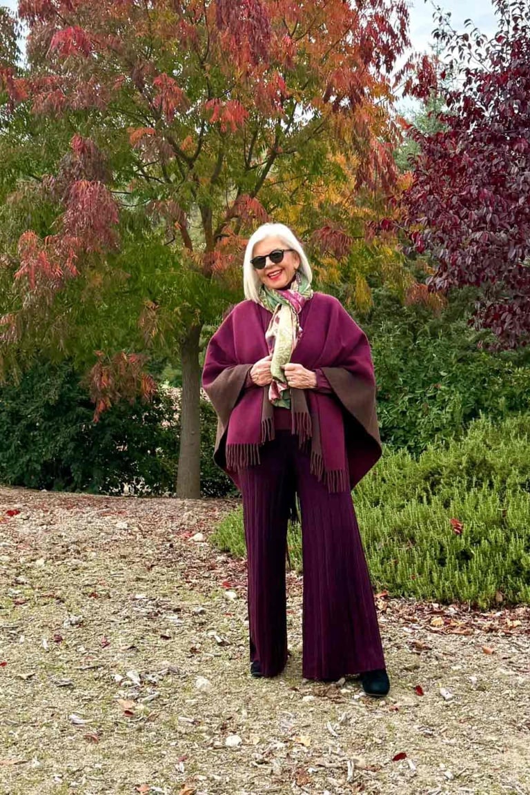 Monochromatic knit outfit