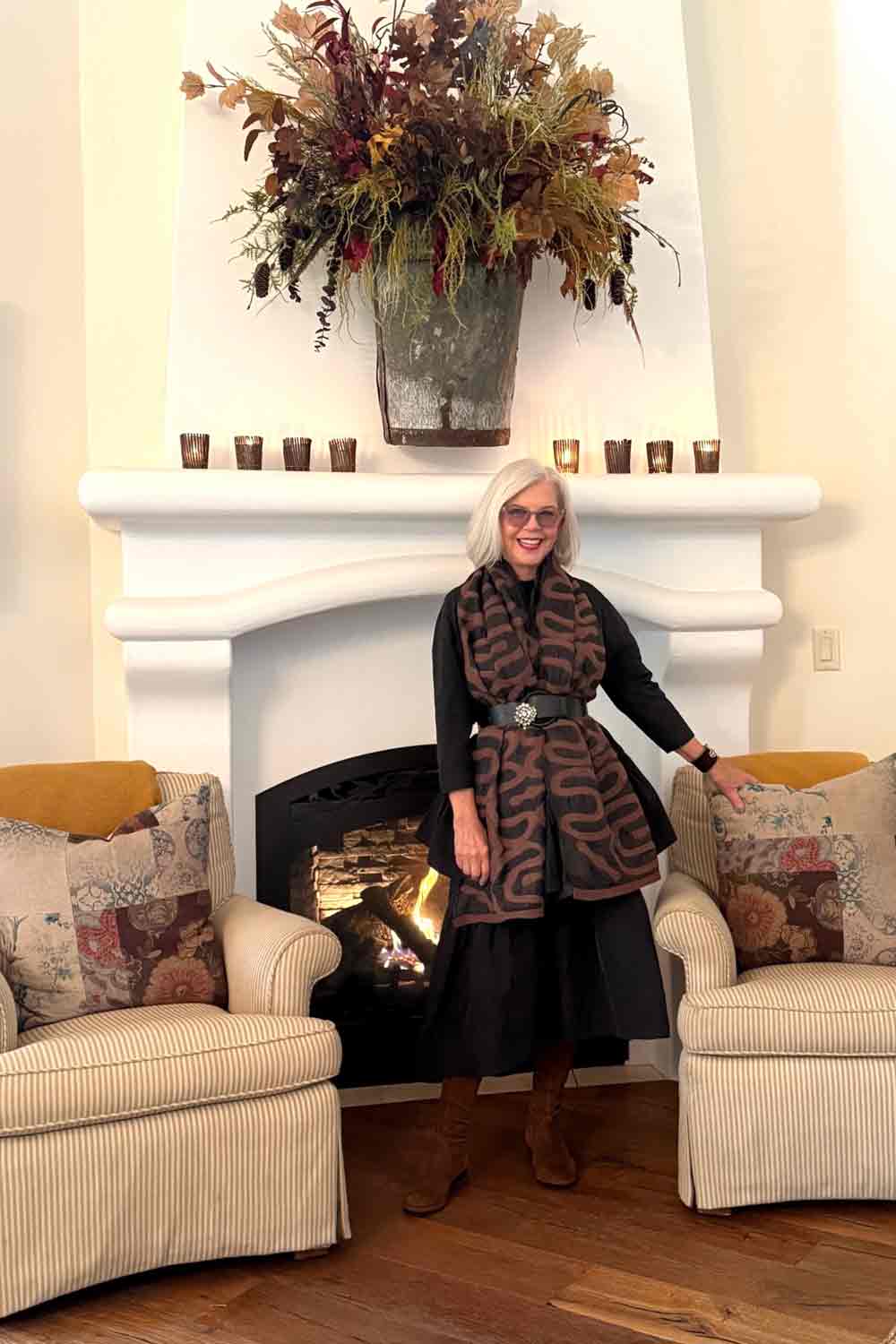 Taffeta Skirt with Scarf belted