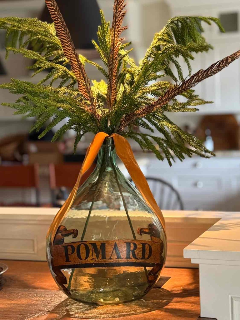 Pomard Wine Bottle filled with Faux Norfolk Pine