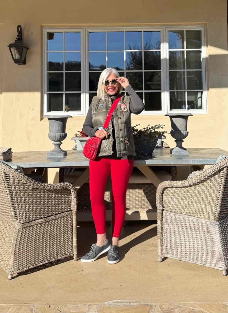 Athleta leggings, top, Sea Ny vest