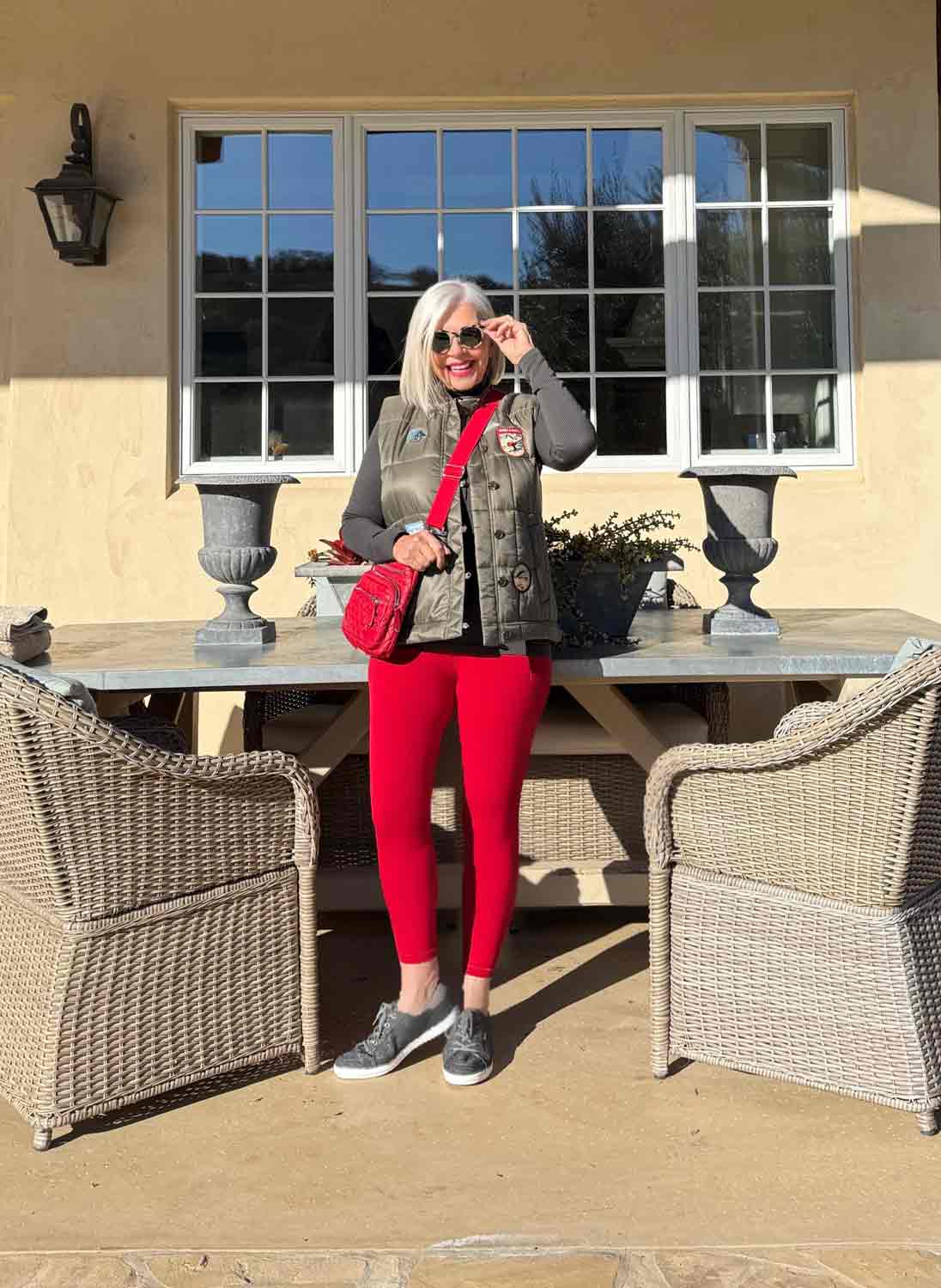 Athleta leggings, top, Sea Ny vest